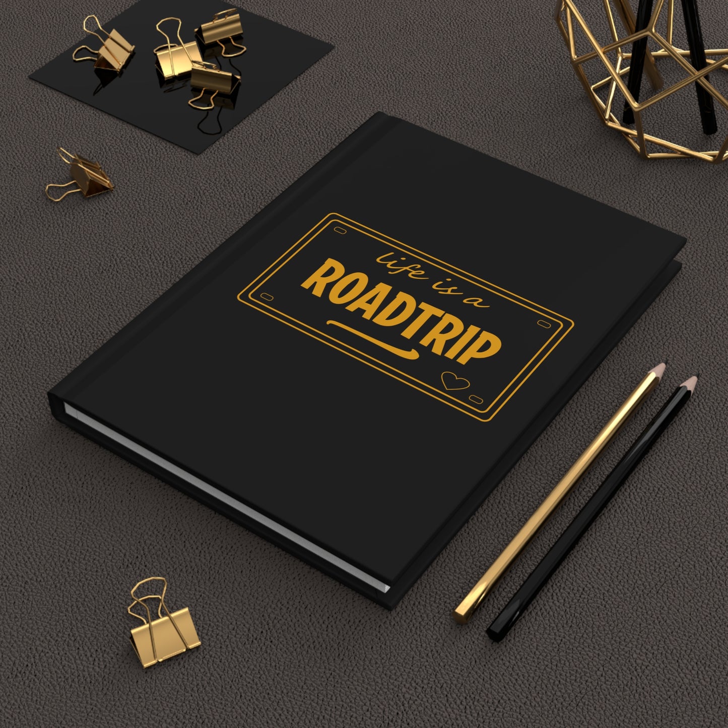 Life is a Road Trip - Hardcover Journal - Black/Orange