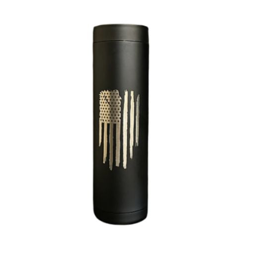 Insulated 2-Can (12 oz or 16 oz) Beverage Holder | Flag | Black - Red - Navy - Stainless Steel