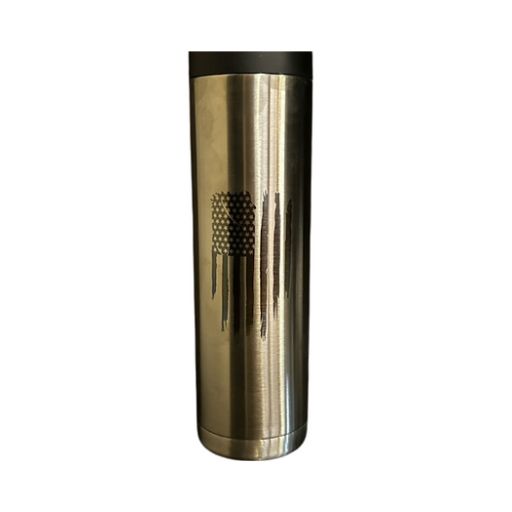 Insulated 2-Can (12 oz or 16 oz) Beverage Holder | Flag | Black - Red - Navy - Stainless Steel