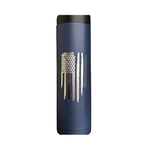 Insulated 2-Can (12 oz or 16 oz) Beverage Holder | Flag | Black - Red - Navy - Stainless Steel