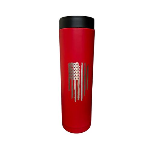 Insulated 2-Can (12 oz or 16 oz) Beverage Holder | Flag | Black - Red - Navy - Stainless Steel