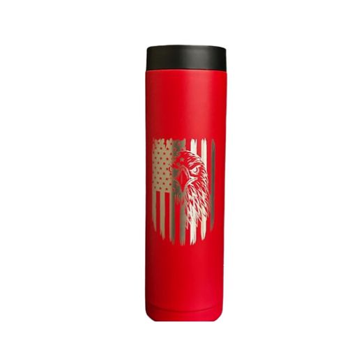 Insulated 2-Can (12 oz or 16 oz) Beverage Holder | Freedom Eagle | Black, Stainless Steel, Red, and Navy