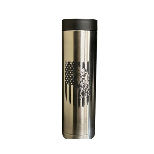 Insulated 2-Can (12 oz or 16 oz) Beverage Holder | Freedom Eagle | Black, Stainless Steel, Red, and Navy