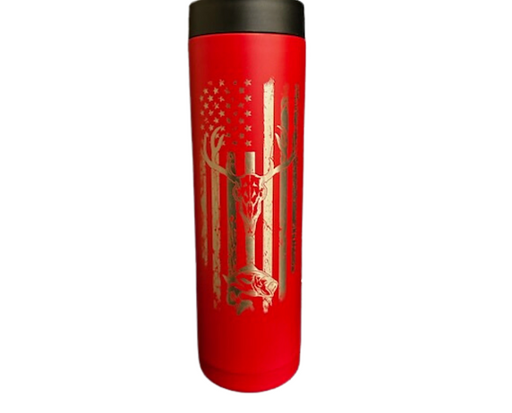 Insulated 2-Can (12 oz or 16 oz) Beverage Holder | The Hunter | Black, Stainless Steel, Red, and Navy