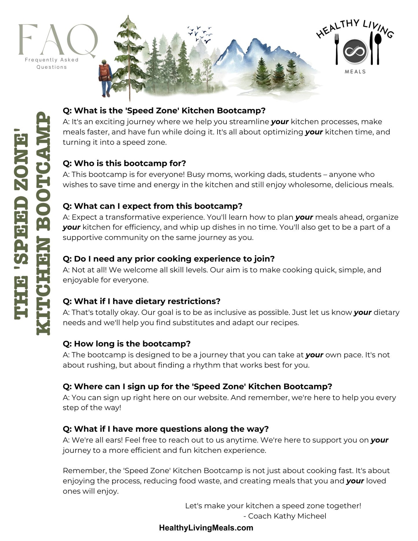 The 'Speed Zone' Kitchen Bootcamp with Coach Kathy Micheel