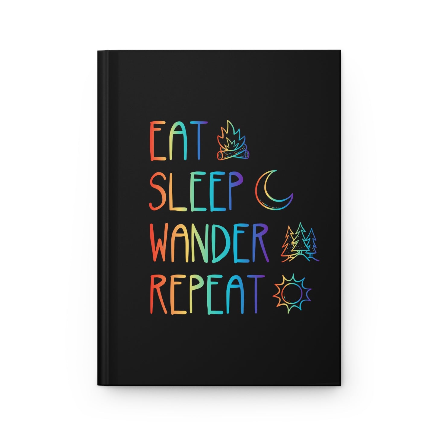 Eat, Sleep, Wander and Repeat - Hardcover Journal - Black