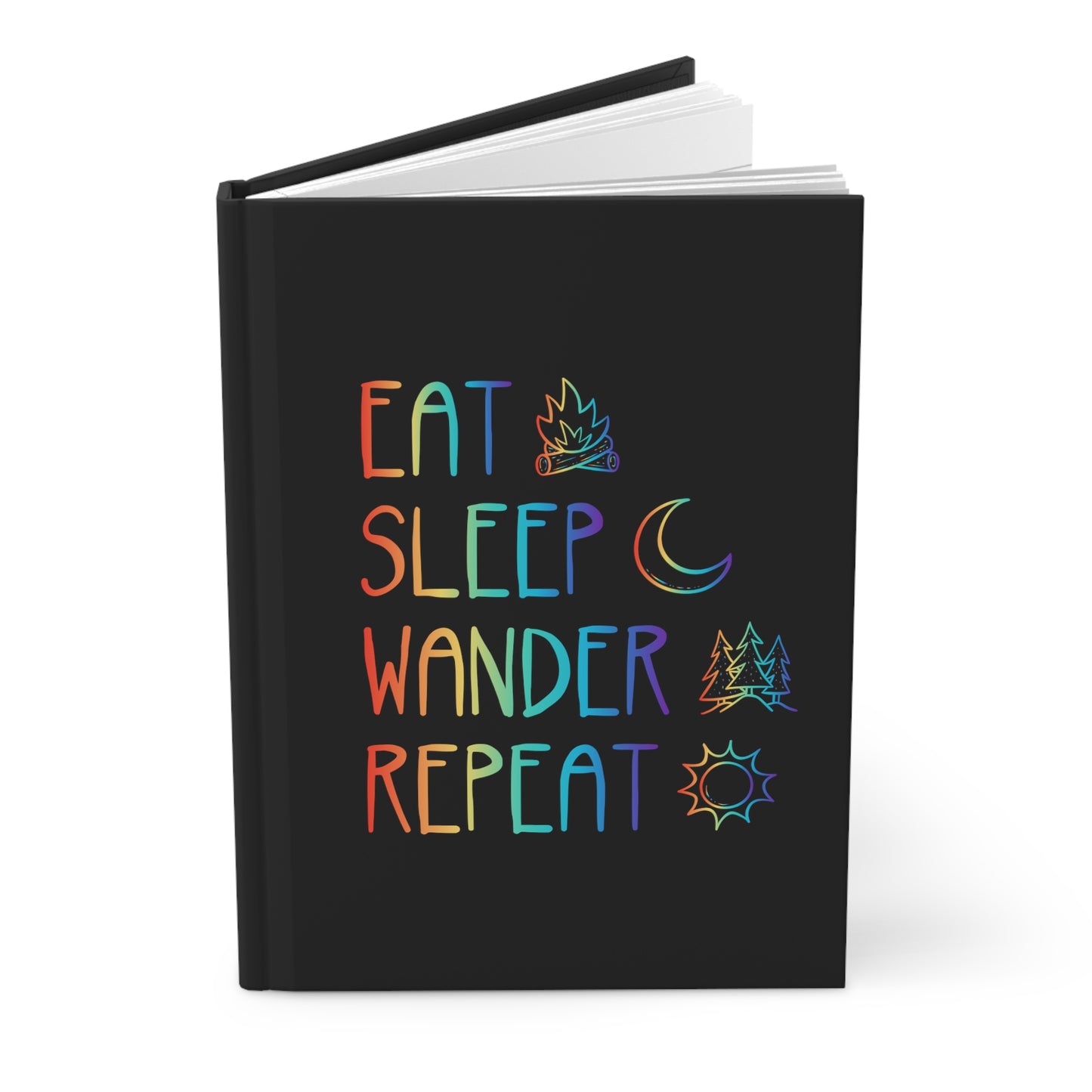 Eat, Sleep, Wander and Repeat - Hardcover Journal - Black