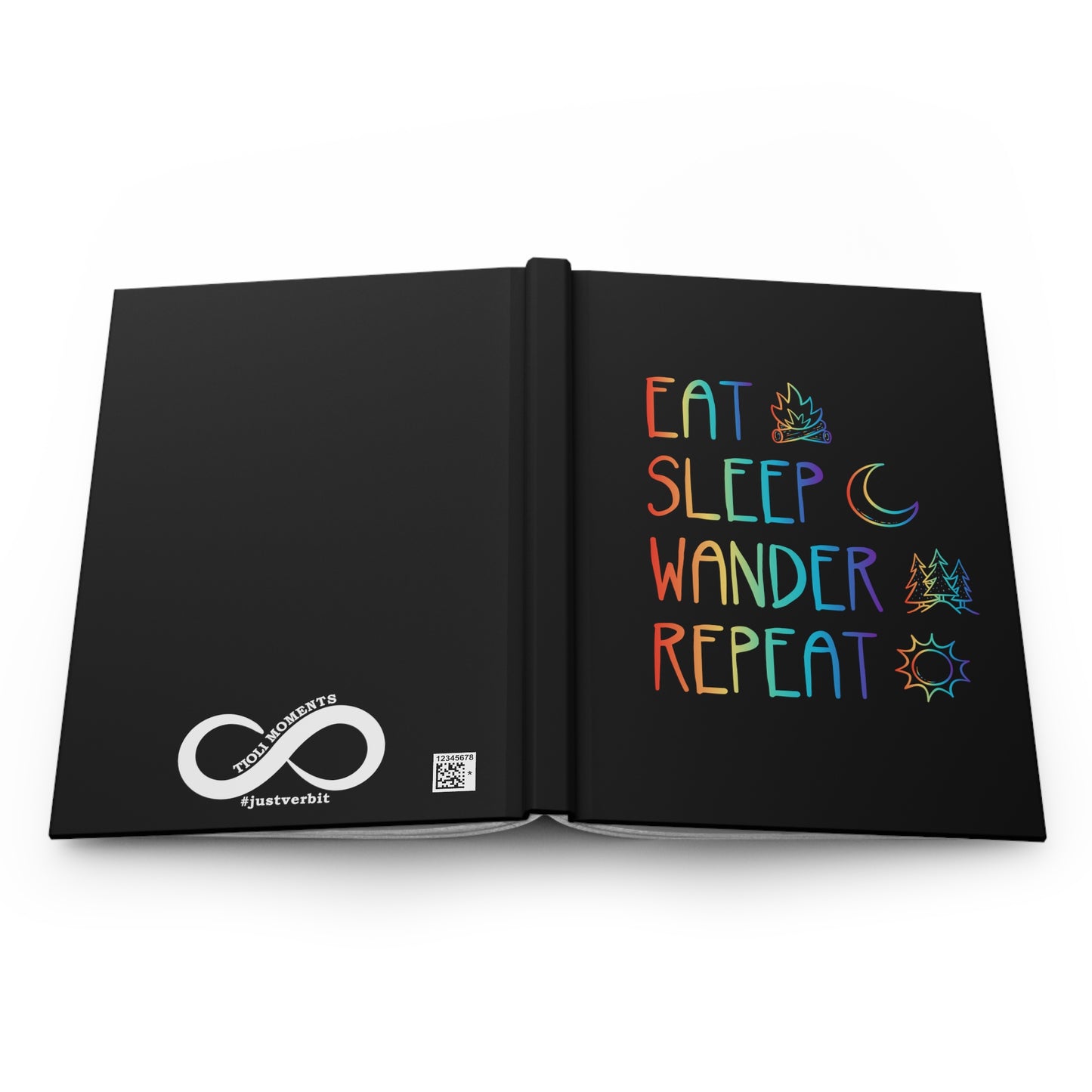 Eat, Sleep, Wander and Repeat - Hardcover Journal - Black