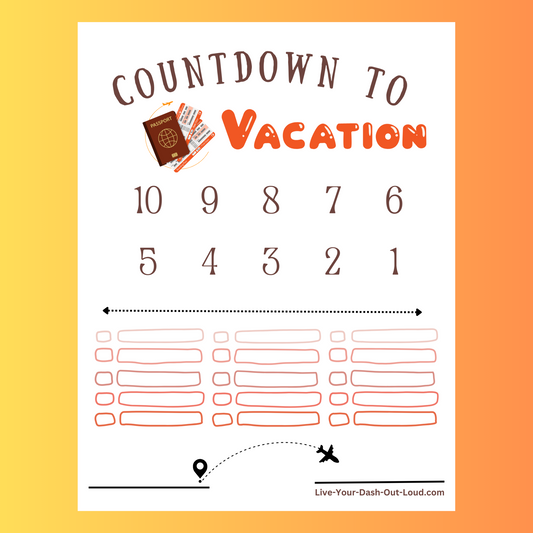 Countdown to Vacation Checklist - airplane - digital download