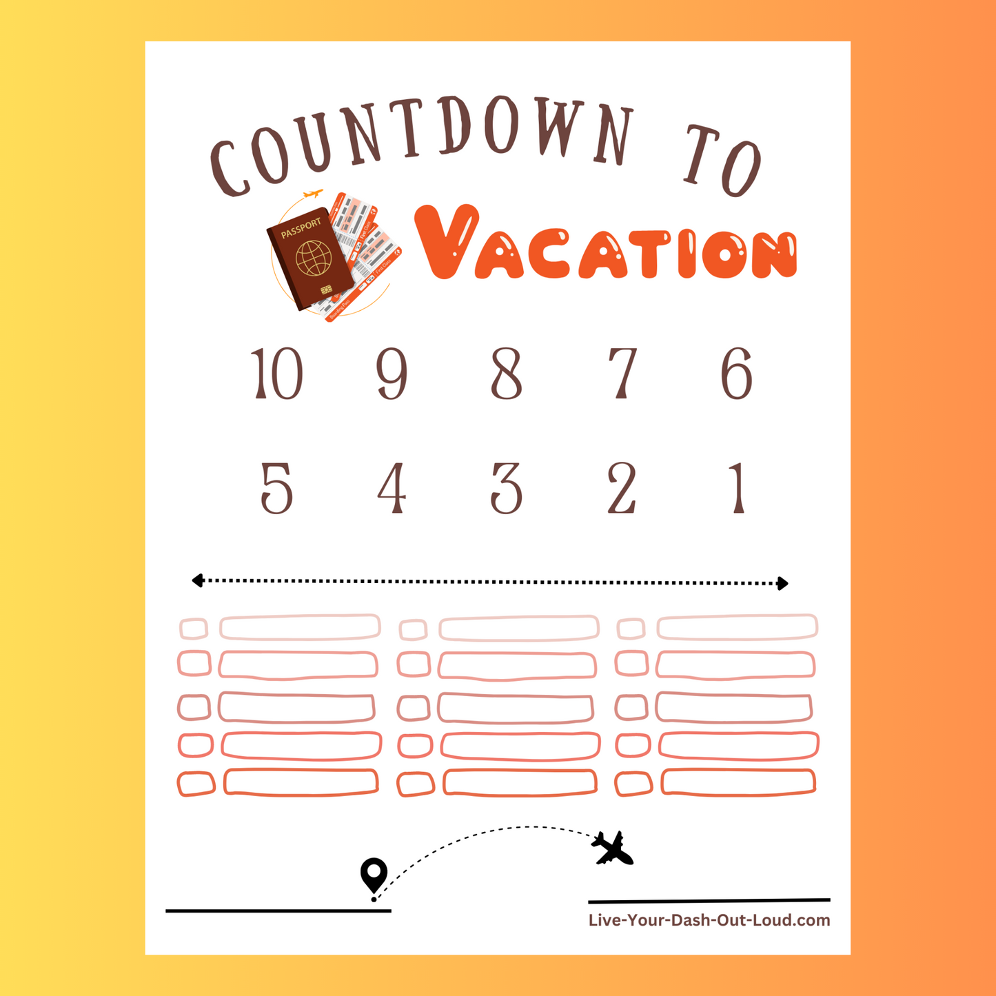 Countdown to Vacation Checklist - 2-pack - digital download