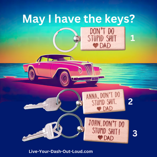 Don't Do Stupid Shit - wooden key chains - Silver/Bamboo - Love Your Dad