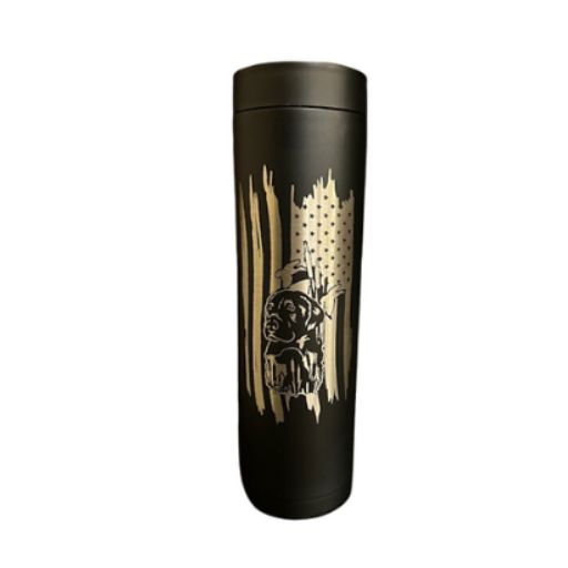 Insulated 2-Can (12 oz or 16 oz) Beverage Holder | Hunting Dog | Black, Stainless Steel, Navy, and Red