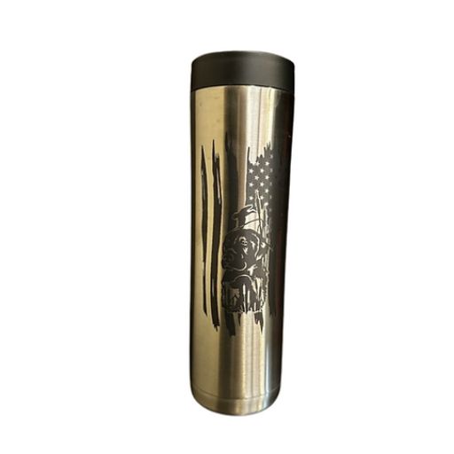 Insulated 2-Can (12 oz or 16 oz) Beverage Holder | Hunting Dog | Black, Stainless Steel, Navy, and Red