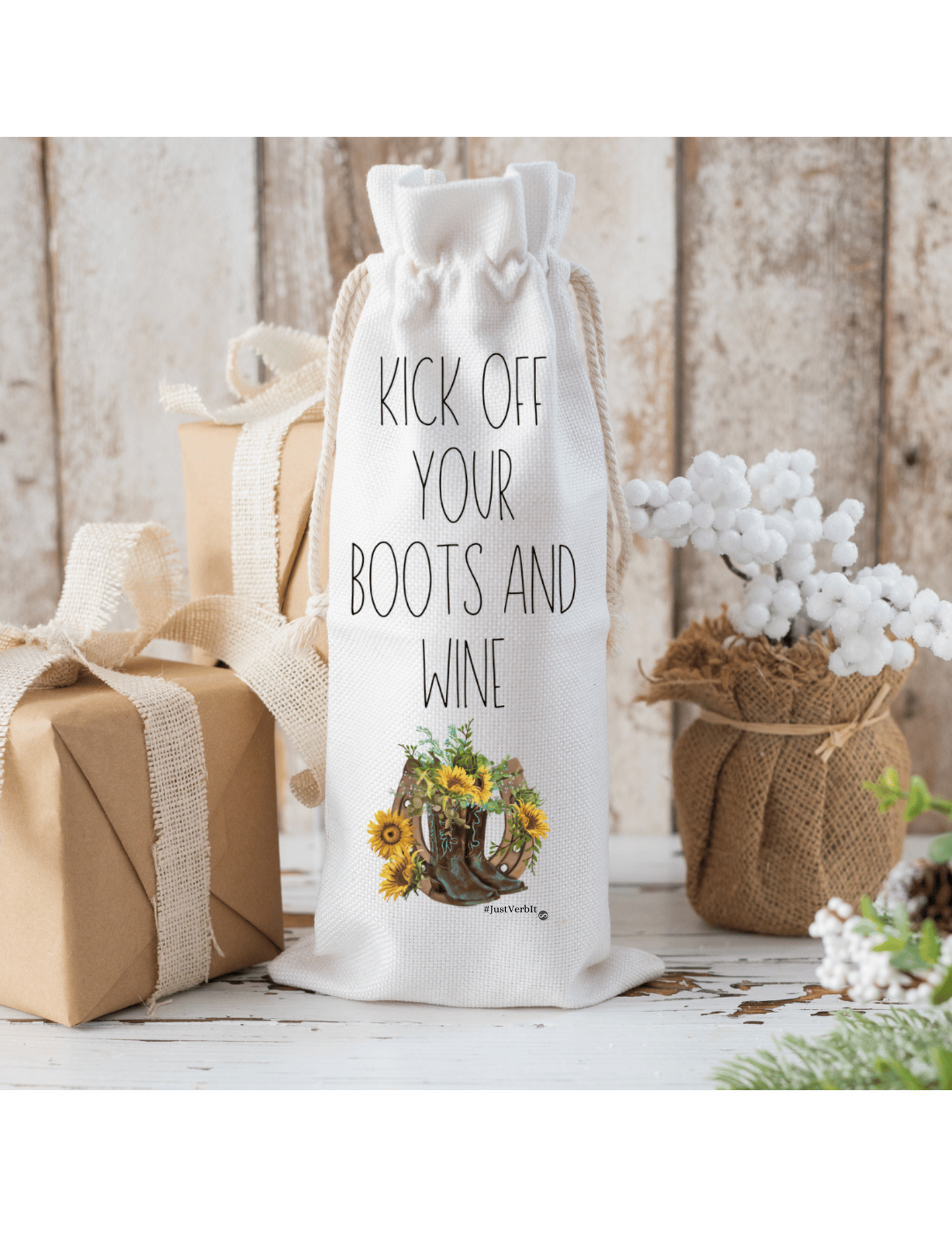 Kick Off Your Boots And Wine - Sunflowers - Wine Bag