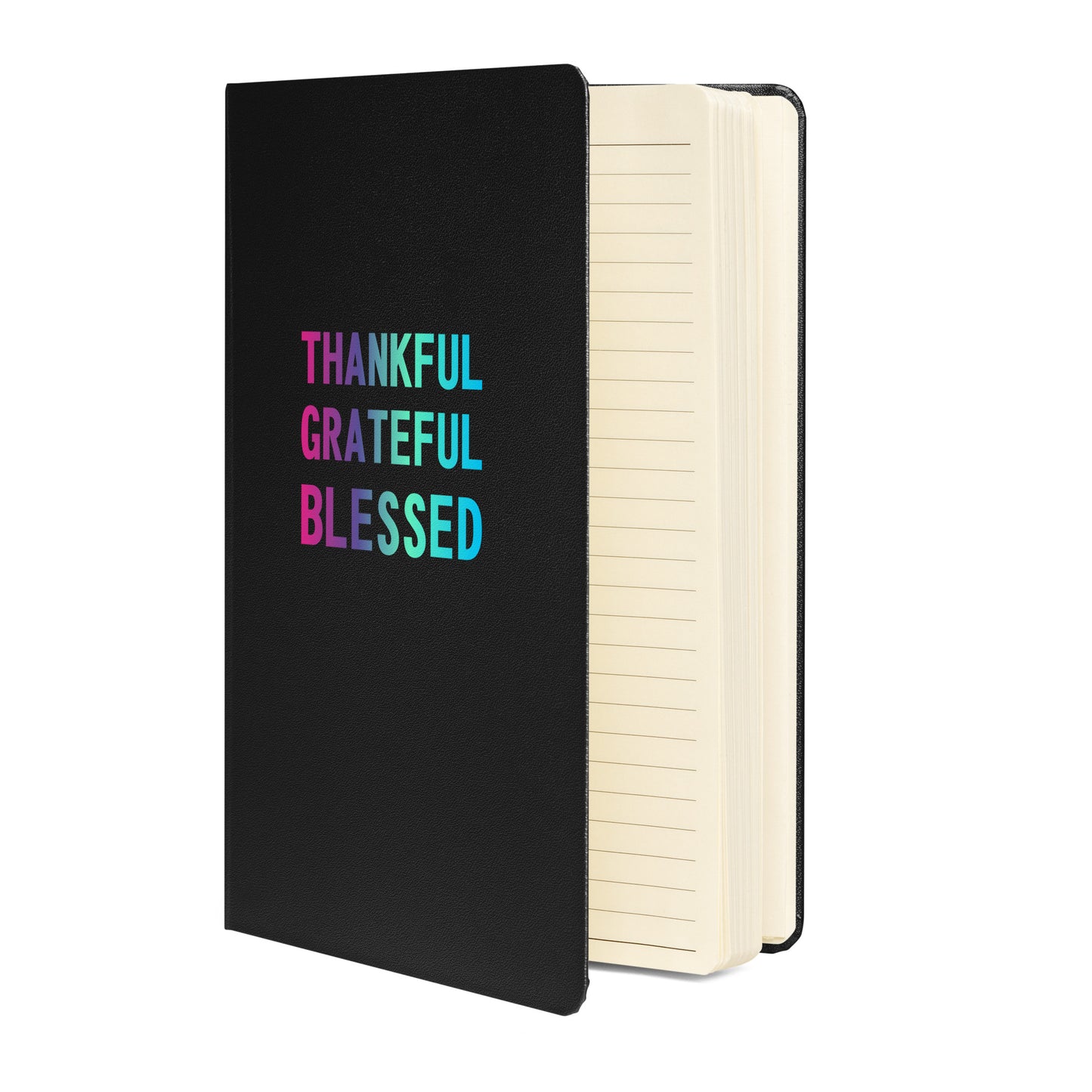Thankful Grateful Blessed - Hardcover - Bound Notebook - Black with Strap