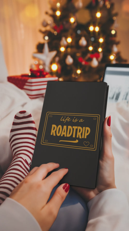 Life is a Road Trip - Hardcover Journal - Black/Orange