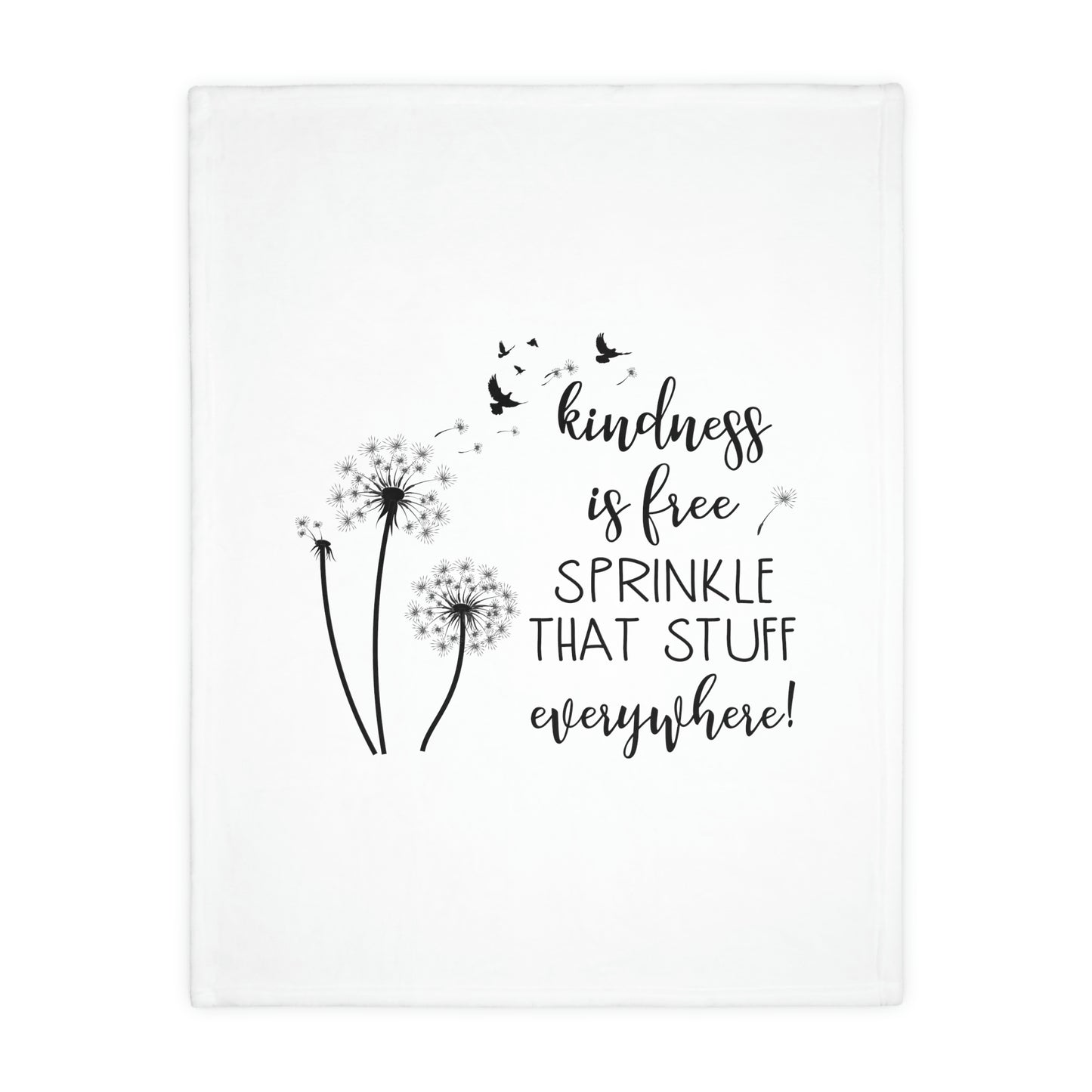 Sprinkle Kindness/Floral - Velveteen Minky Blanket (Two-sided print - white/pink)