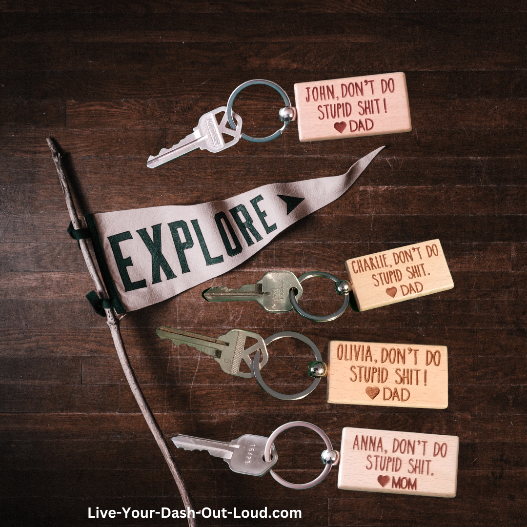 Don't Do Stupid Shit - wooden key chains - Silver/Bamboo