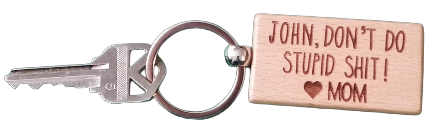 Don't Do Stupid Shit - wooden key chains - Silver/Bamboo