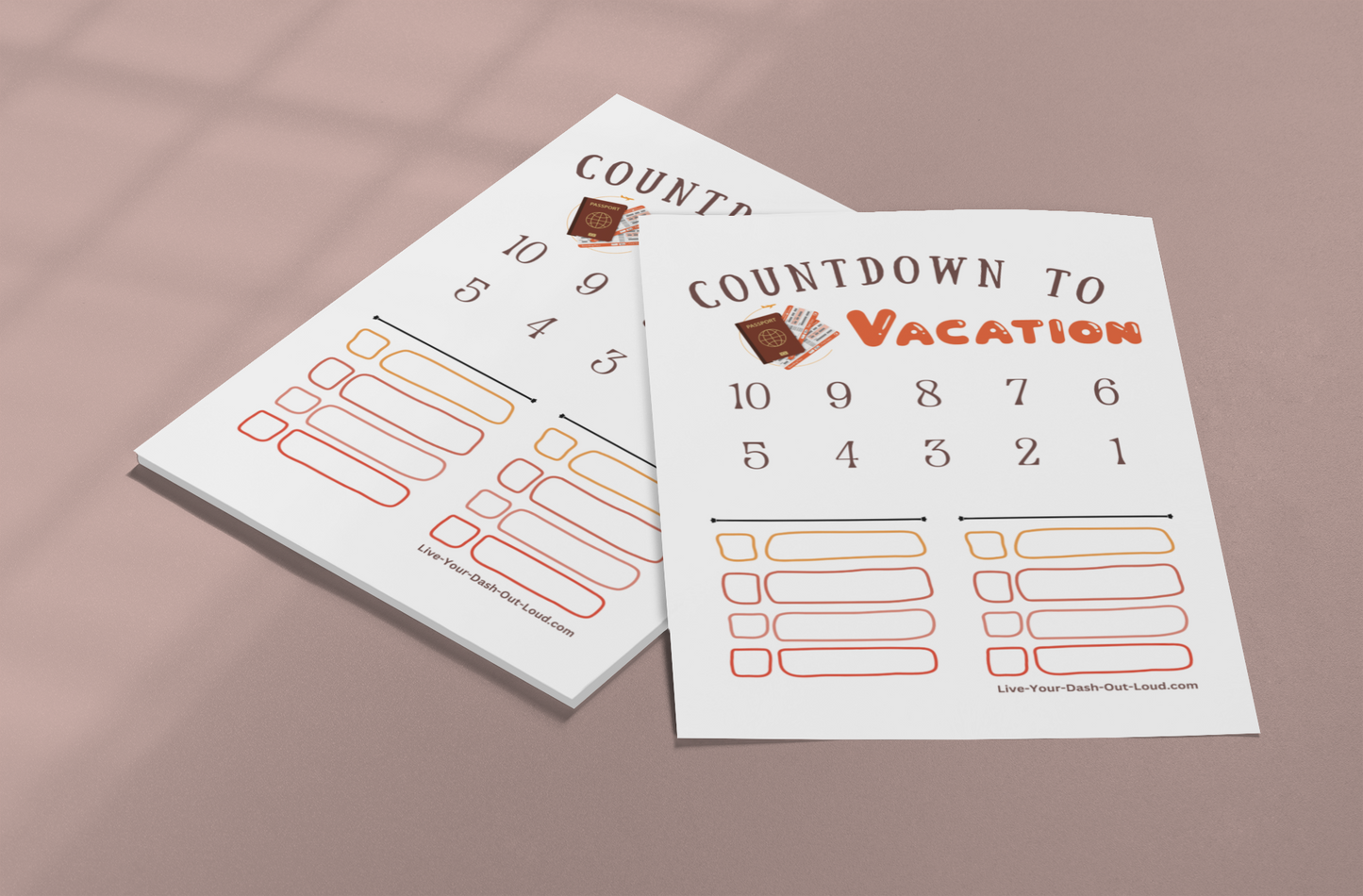 Countdown to Vacation Checklist - 2-pack - digital download